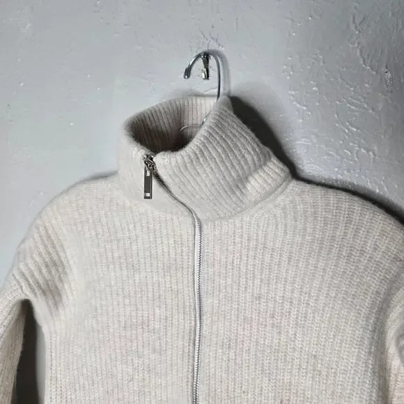 Everlane womens half zip pullover sweater luxe merino wool sz xs ivory - Picture 2 of 5